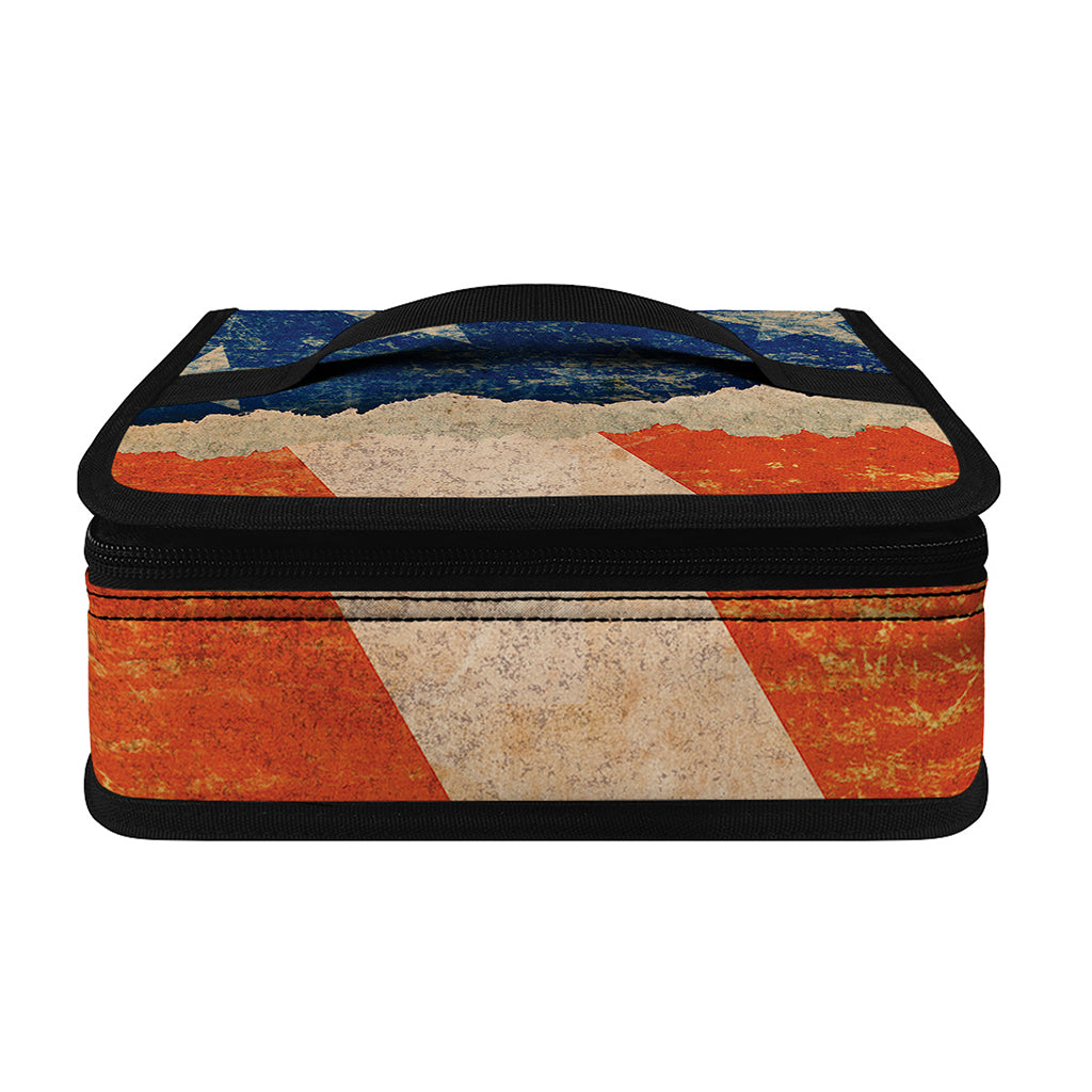 Grunge Ripped Paper American Flag Print Small Lunch Bag