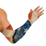 Grunge Ripped Paper American Flag Print Sun Protection Arm Sleeves