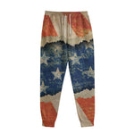 Grunge Ripped Paper American Flag Print Sweatpants