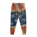Grunge Ripped Paper American Flag Print Sweatpants