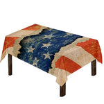 Grunge Ripped Paper American Flag Print Tablecloth
