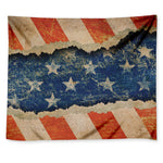 Grunge Ripped Paper American Flag Print Tapestry