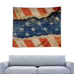 Grunge Ripped Paper American Flag Print Tapestry
