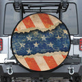Grunge Ripped Paper American Flag Print Tire Cover