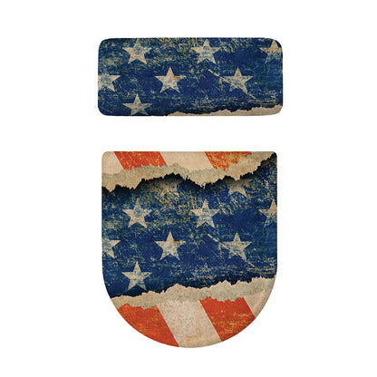 Grunge Ripped Paper American Flag Print Toilet Lid And Tank Cover Set