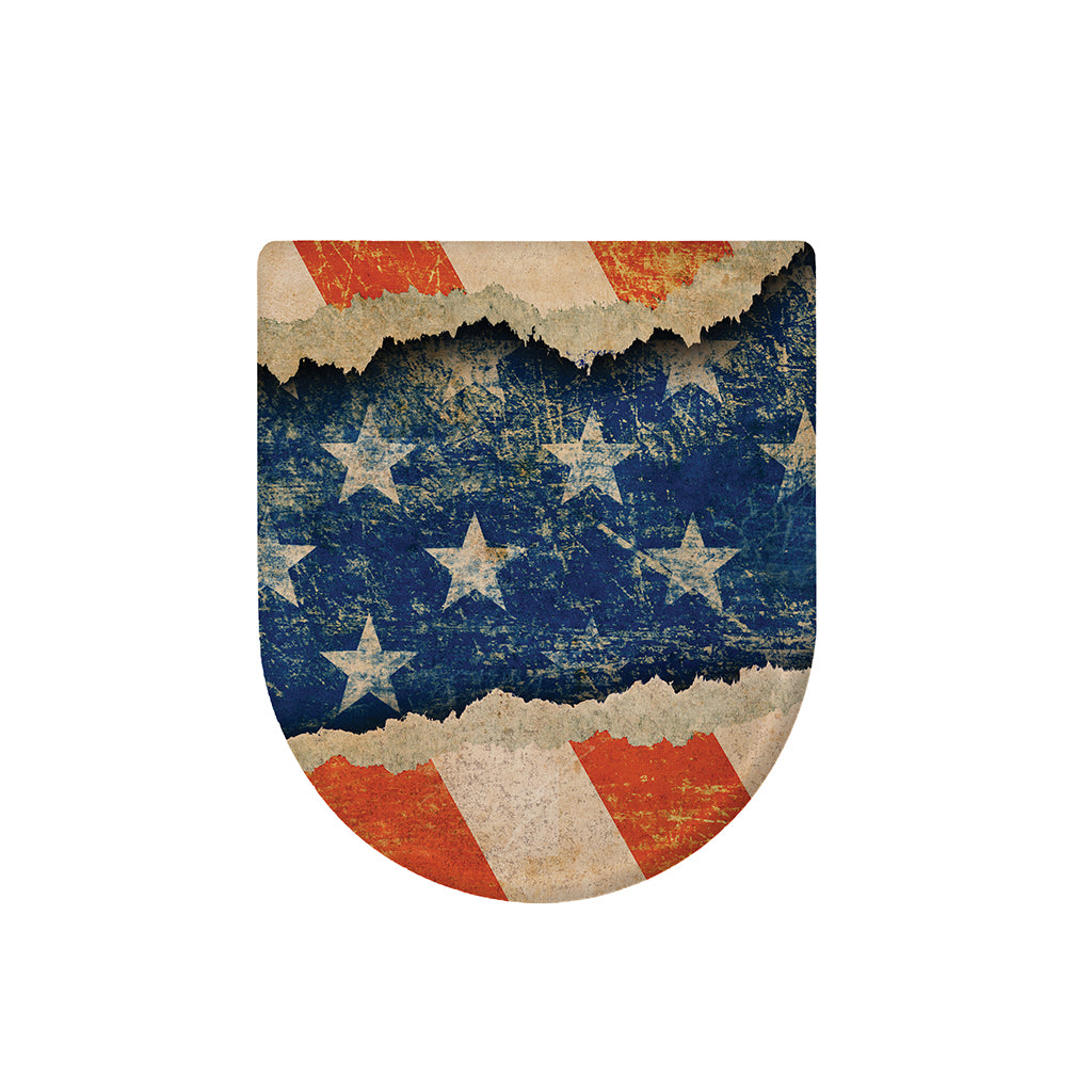 Grunge Ripped Paper American Flag Print Toilet Lid Cover
