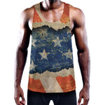 Grunge Ripped Paper American Flag Print Training Tank Top