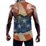 Grunge Ripped Paper American Flag Print Training Tank Top