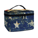 Grunge Ripped Paper American Flag Print Travel Makeup Bag
