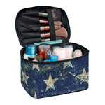 Grunge Ripped Paper American Flag Print Travel Makeup Bag
