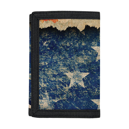 Grunge Ripped Paper American Flag Print Trifold Wallet