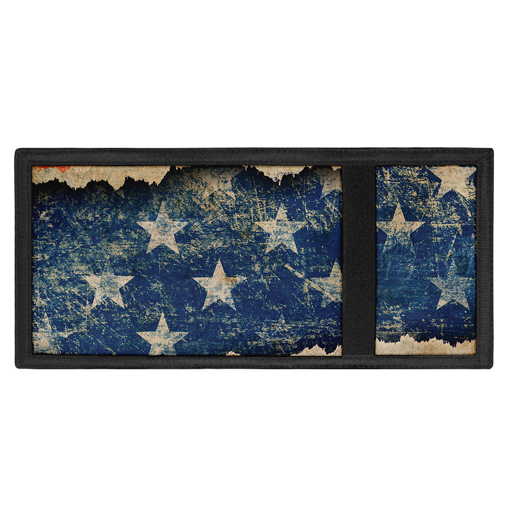 Grunge Ripped Paper American Flag Print Trifold Wallet