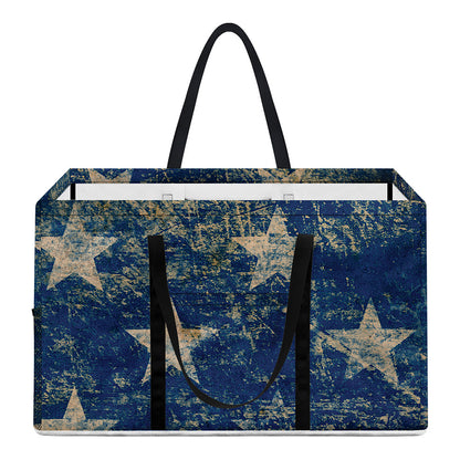 Grunge Ripped Paper American Flag Print Utility Tote Bag