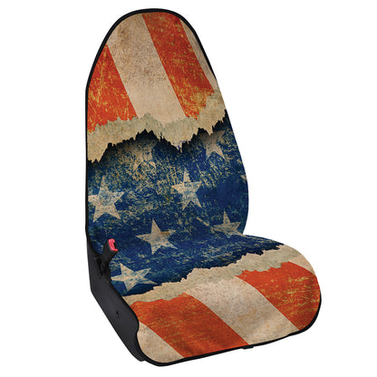 Grunge Ripped Paper American Flag Print Waterproof Car Seat Cover