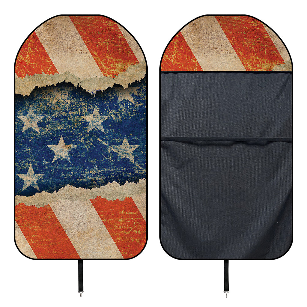 Grunge Ripped Paper American Flag Print Waterproof Car Seat Cover