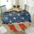Grunge Ripped Paper American Flag Print Waterproof Round Tablecloth
