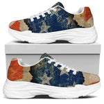 Grunge Ripped Paper American Flag Print White Chunky Shoes