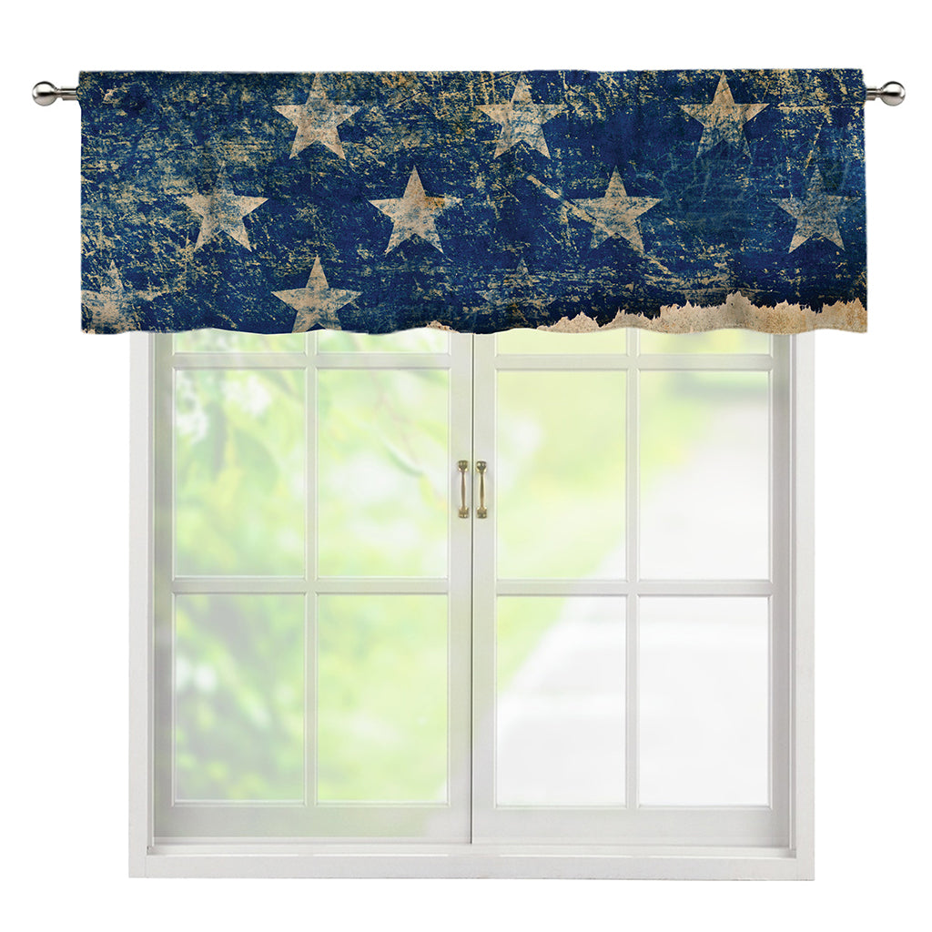 Grunge Ripped Paper American Flag Print Window Valance