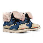 Grunge Ripped Paper American Flag Print Winter Boots