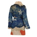 Grunge Ripped Paper American Flag Print Women's Bathrobe