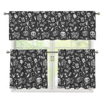 Grunge Rock And Roll Pattern Print 3 Piece Kitchen Curtains