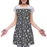 Grunge Rock And Roll Pattern Print Adjustable Apron