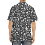 Grunge Rock And Roll Pattern Print Aloha Shirt