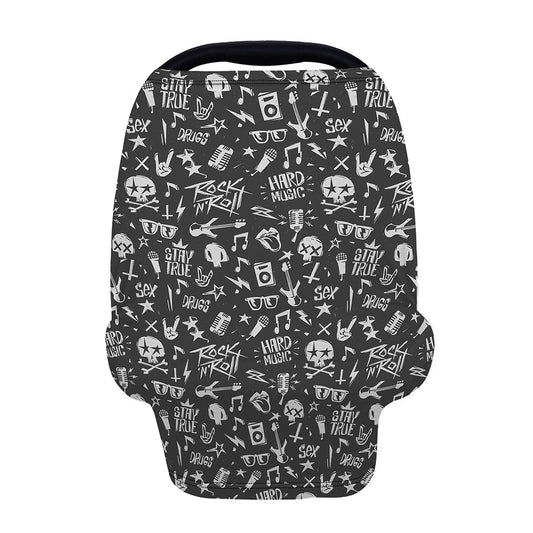 Grunge Rock And Roll Pattern Print Baby Seat Cover