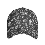 Grunge Rock And Roll Pattern Print Baseball Cap