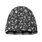 Grunge Rock And Roll Pattern Print Beanie