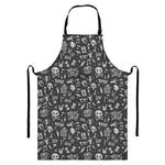 Grunge Rock And Roll Pattern Print Bib Apron With Pocket