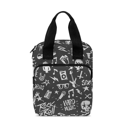 Grunge Rock And Roll Pattern Print Bible Tote Bag