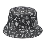 Grunge Rock And Roll Pattern Print Bucket Hat