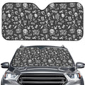 Grunge Rock And Roll Pattern Print Car Windshield Sun Shade