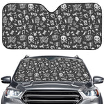 Grunge Rock And Roll Pattern Print Car Windshield Sun Shade