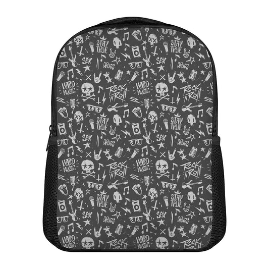 Grunge Rock And Roll Pattern Print Casual Backpack