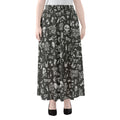 Grunge Rock And Roll Pattern Print Chiffon Maxi Skirt