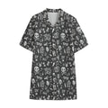 Grunge Rock And Roll Pattern Print Cotton Hawaiian Shirt