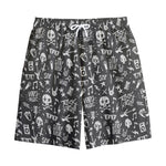 Grunge Rock And Roll Pattern Print Cotton Shorts