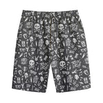 Grunge Rock And Roll Pattern Print Cotton Shorts
