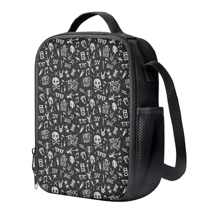 Grunge Rock And Roll Pattern Print Crossbody Lunch Bag