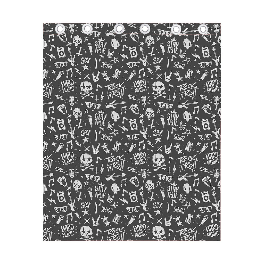 Grunge Rock And Roll Pattern Print Curtain