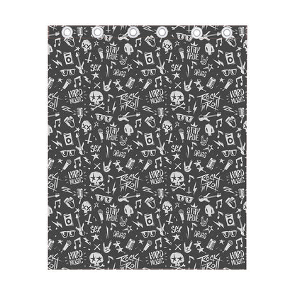 Grunge Rock And Roll Pattern Print Curtain