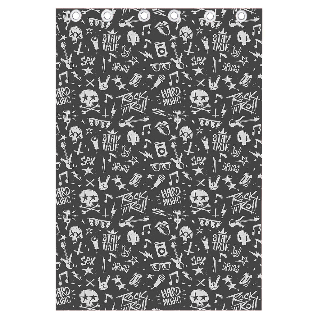 Grunge Rock And Roll Pattern Print Curtain