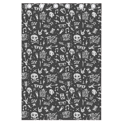 Grunge Rock And Roll Pattern Print Curtain