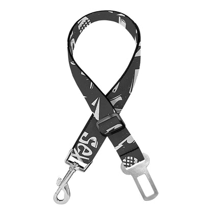 Grunge Rock And Roll Pattern Print Dog Seat Belt