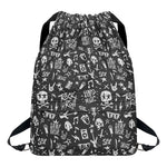 Grunge Rock And Roll Pattern Print Drawstring Backpack