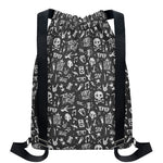 Grunge Rock And Roll Pattern Print Drawstring Backpack