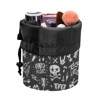 Grunge Rock And Roll Pattern Print Drawstring Makeup Bag