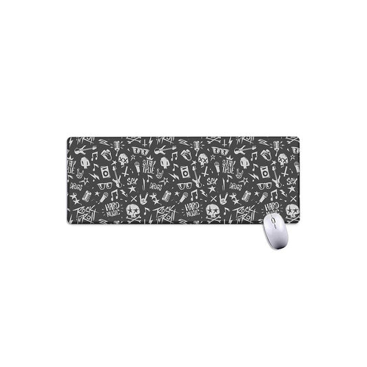 Grunge Rock And Roll Pattern Print Extended Mouse Pad